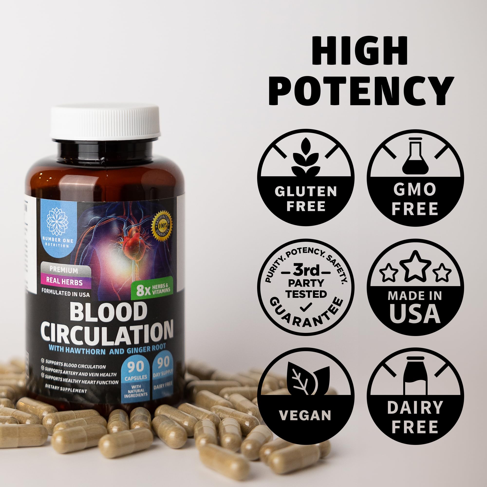 Number One Nutrition lifestyle con persona activa, apoyo a la circulación