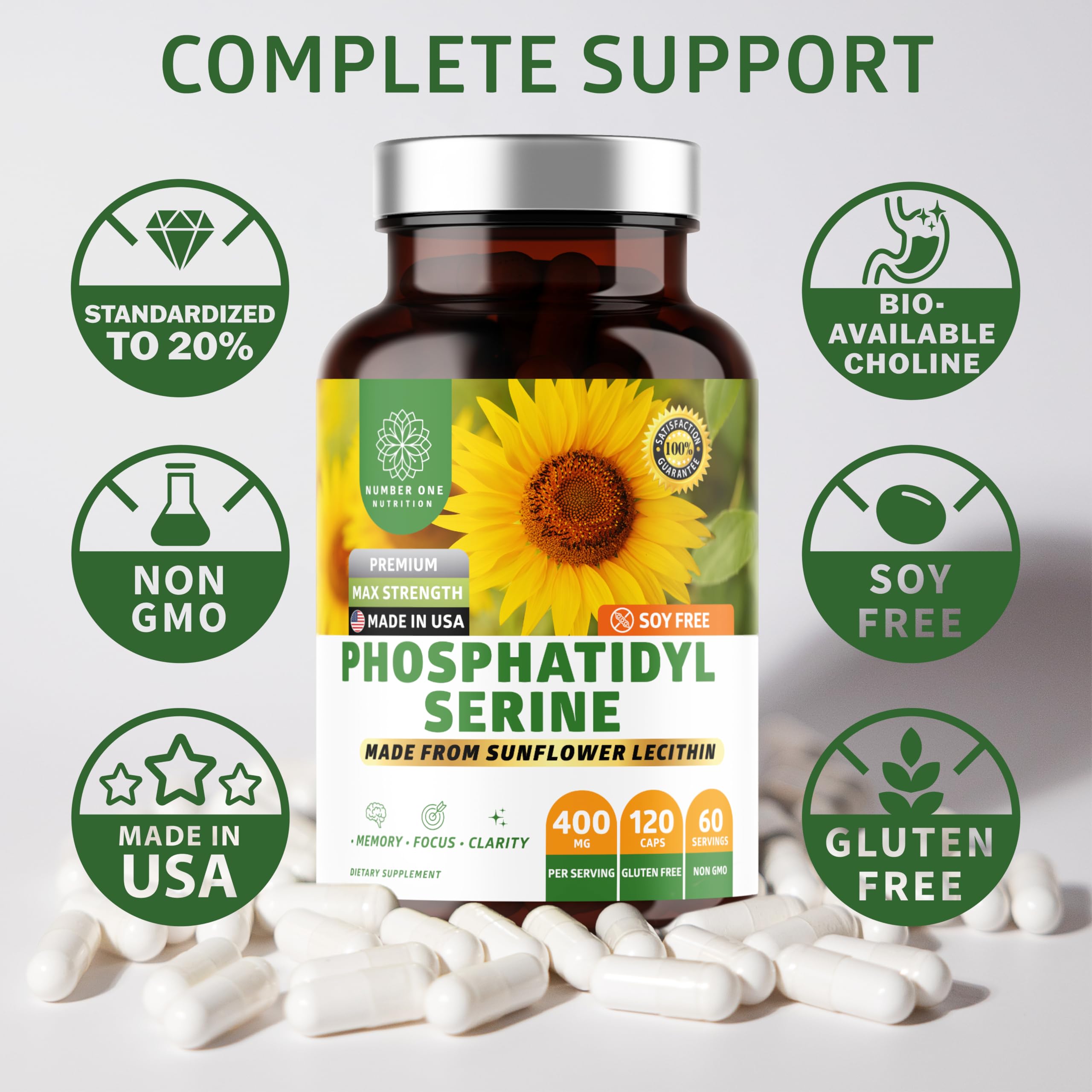 Number One Nutrition ingredientes: lecitina de girasol mostrando origen vegetal