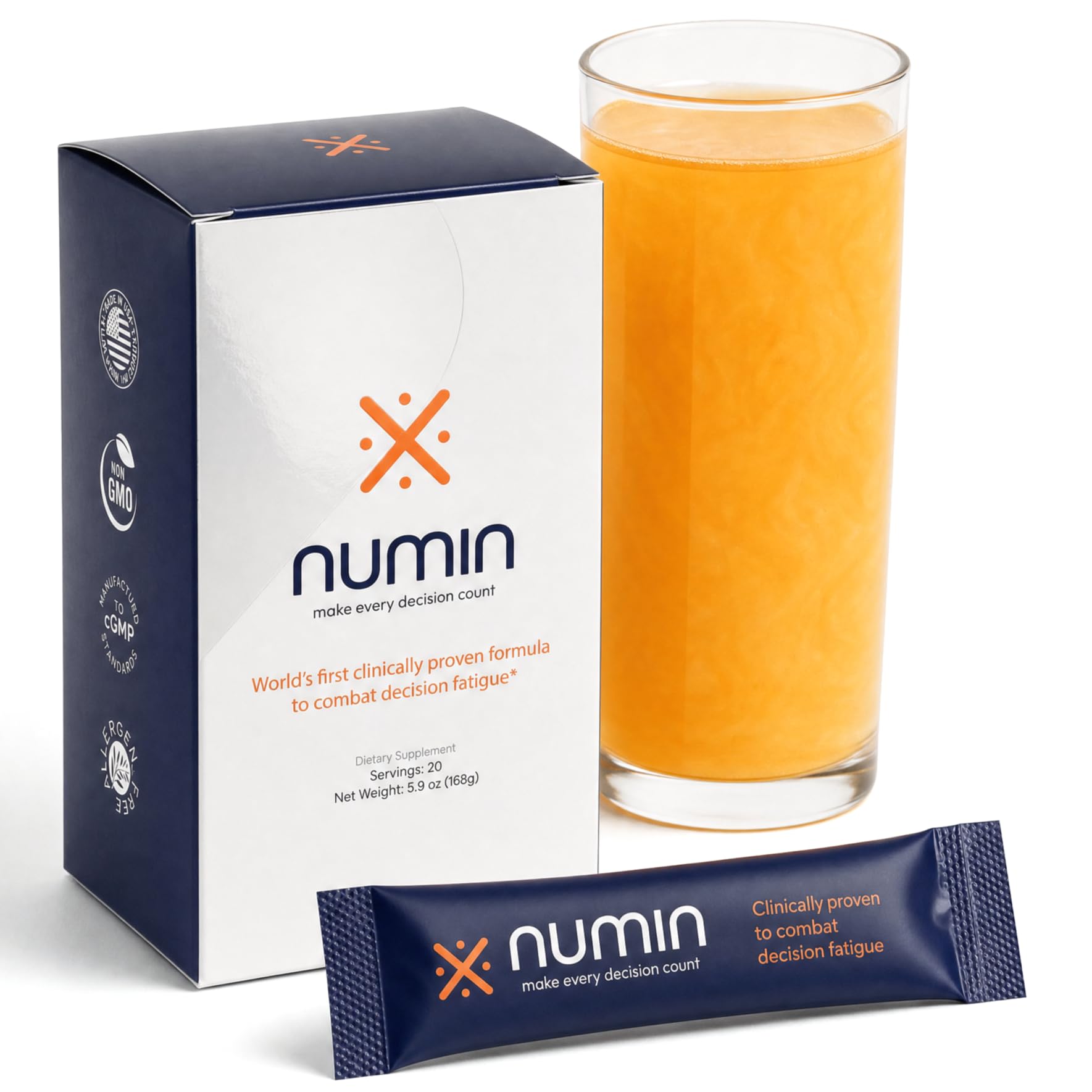 Numin sobre frontal con diseño claro que muestra sabor cítrico y beneficios