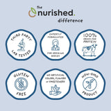 Nurished espinaca orgánica y polvo juntos mostrando aporte vegetal natural