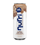 nurri primer plano de textura cremosa del batido coffee, sensación indulgente y nutritiva
