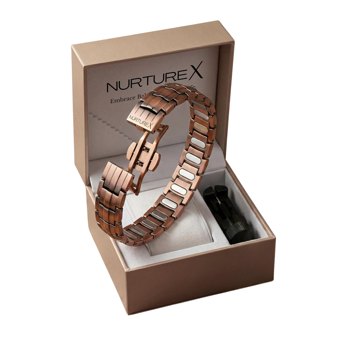 NurtureX pulsera frontal mostrando diseño y aspecto pulido