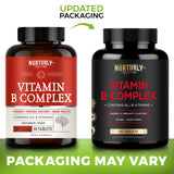 NURTURLY etiqueta con lista de vitaminas B indicando composición