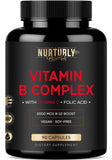 NURTURLY envase frontal mostrando el nombre y ventaja de vitaminas B