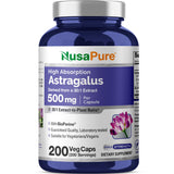 NusaPure frasco frontal claro mostrando 200 cápsulas y etiqueta legible