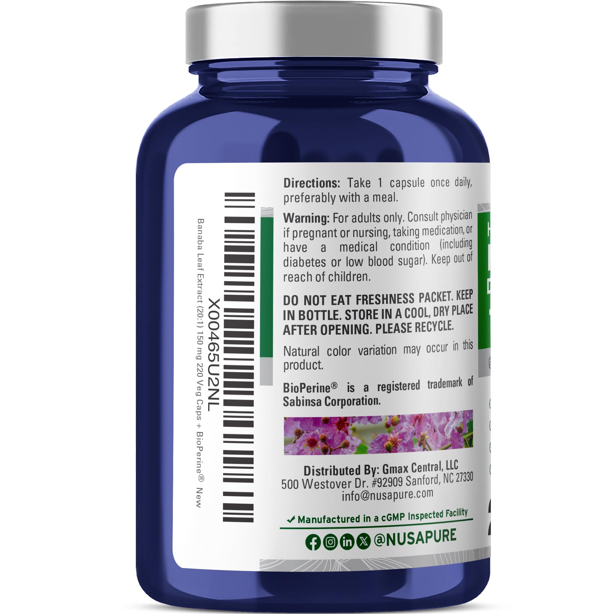 NusaPure polvo de extracto de banaba concentrado para potencia por dosis