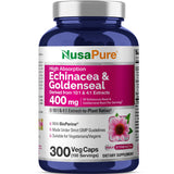 NusaPure frasco frontal mostrando 300 cápsulas y etiqueta clara