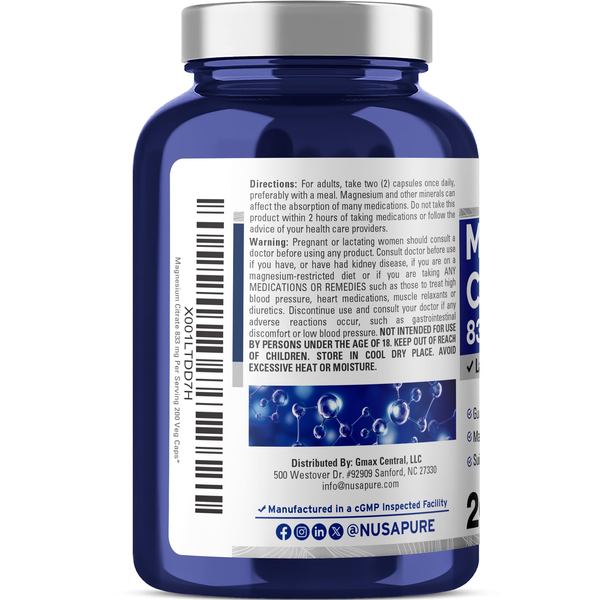NusaPure etiqueta en primer plano con información de ingredientes