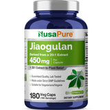 NusaPure frasco frontal de Jiaogulan mostrando diseño y cantidad