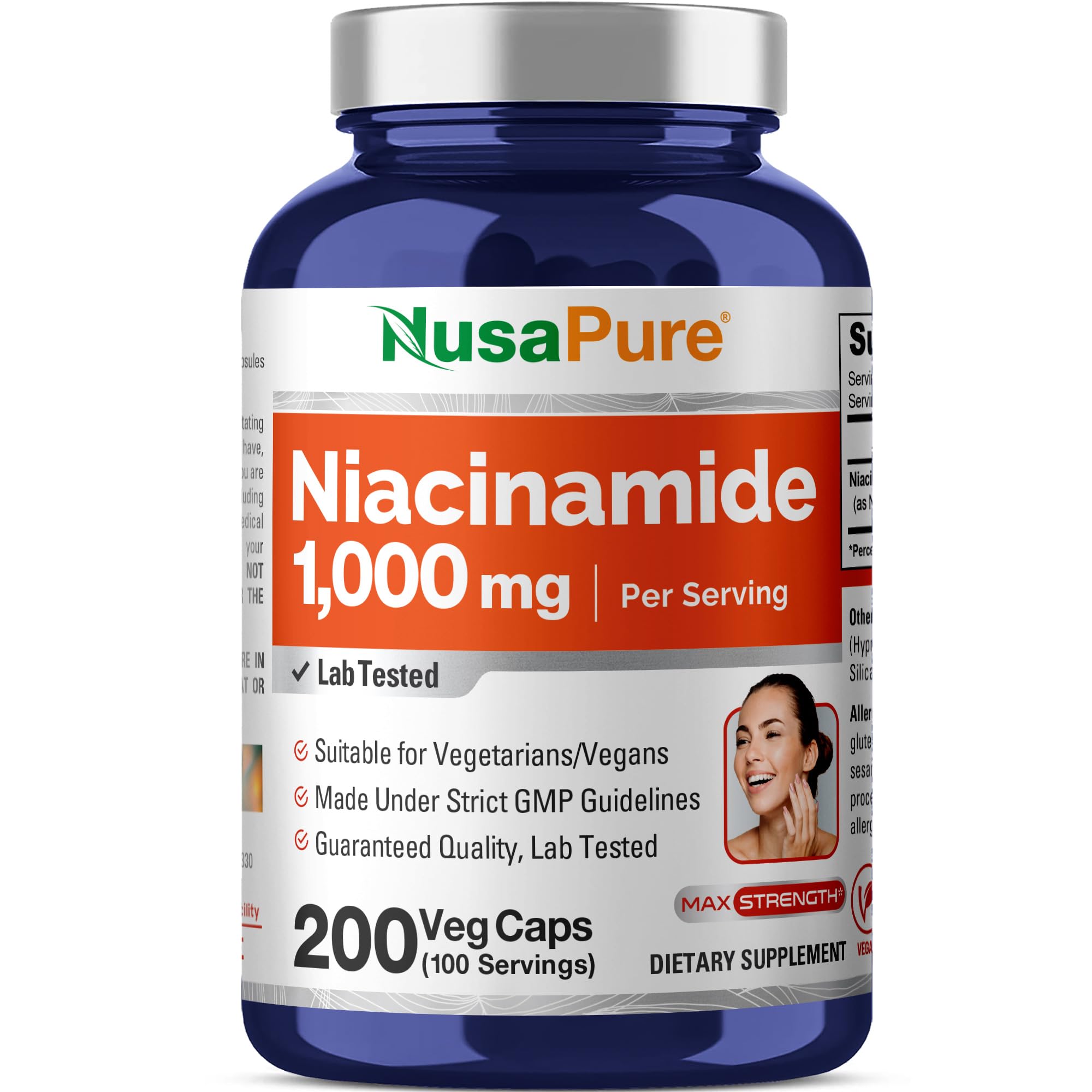 NusaPure frasco frontal mostrando nombre y cantidad, transmite confianza
