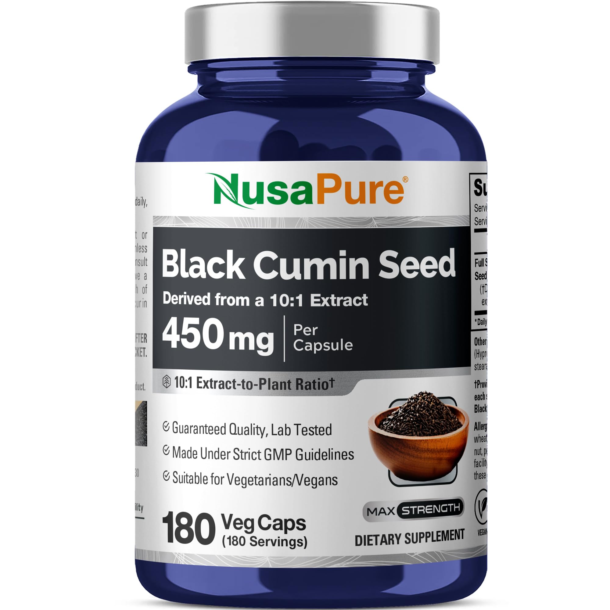 NusaPure frasco frontal mostrando etiqueta clara y beneficio de potencia