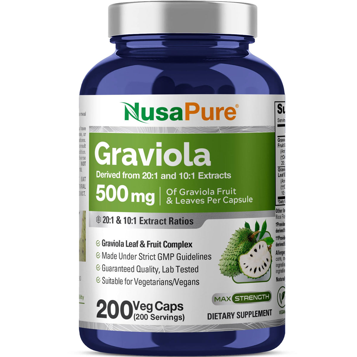 NusaPure frasco frontal mostrando cápsulas y conveniencia