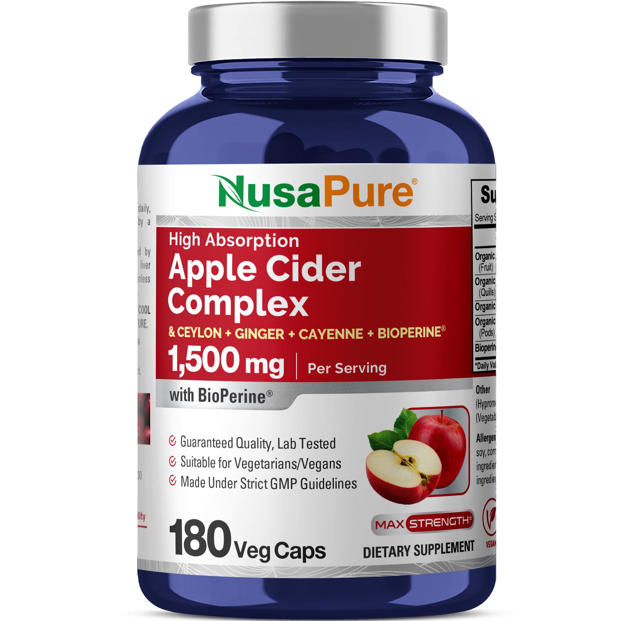 NusaPure frasco frontal mostrando etiqueta clara y conveniencia