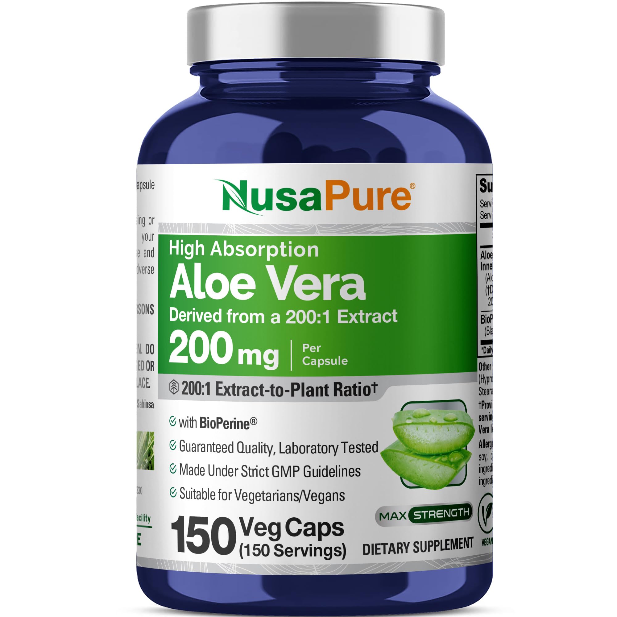 NusaPure vista frontal del envase con 150 cápsulas, claridad y conveniencia