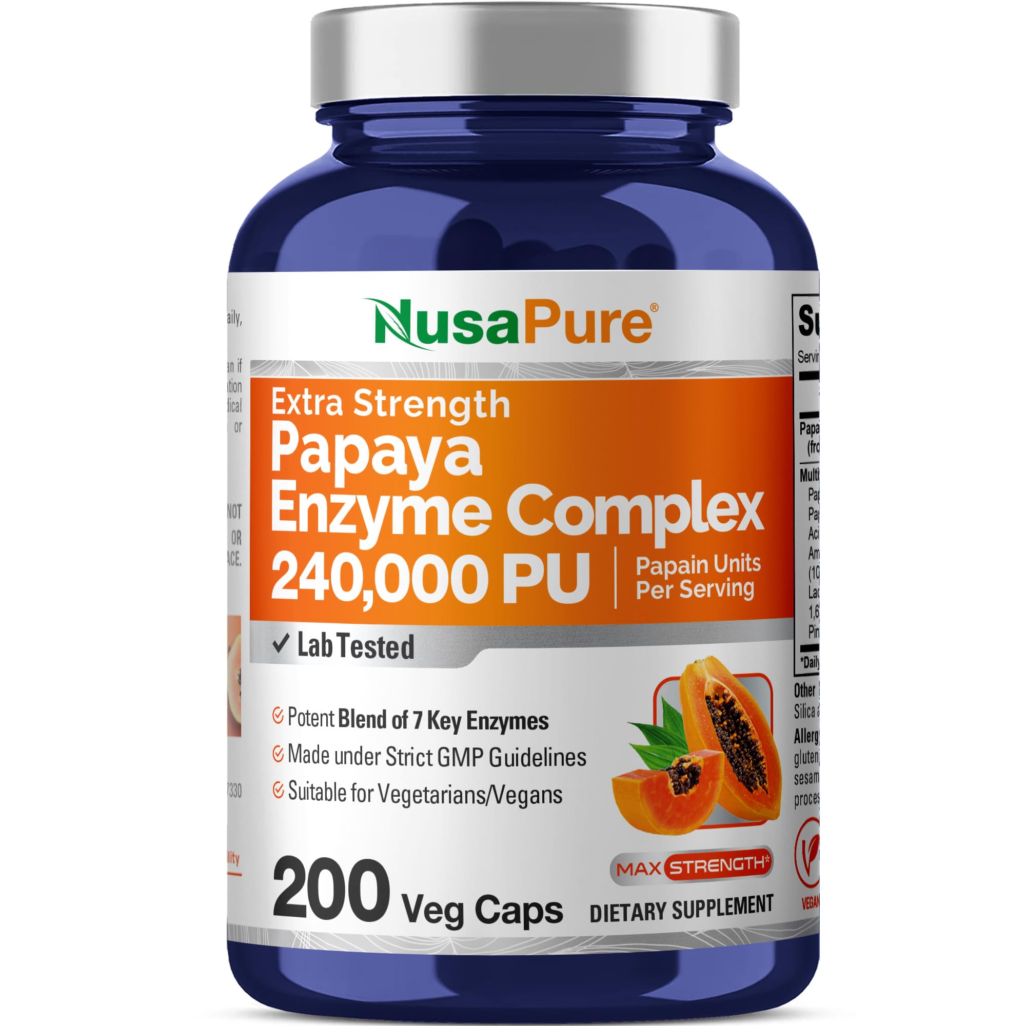 NusaPure frasco frontal mostrando etiqueta y beneficio de potencia