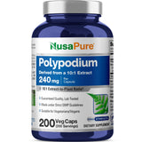 NusaPure frasco frontal muestra 200 cápsulas y 240 mg por porción