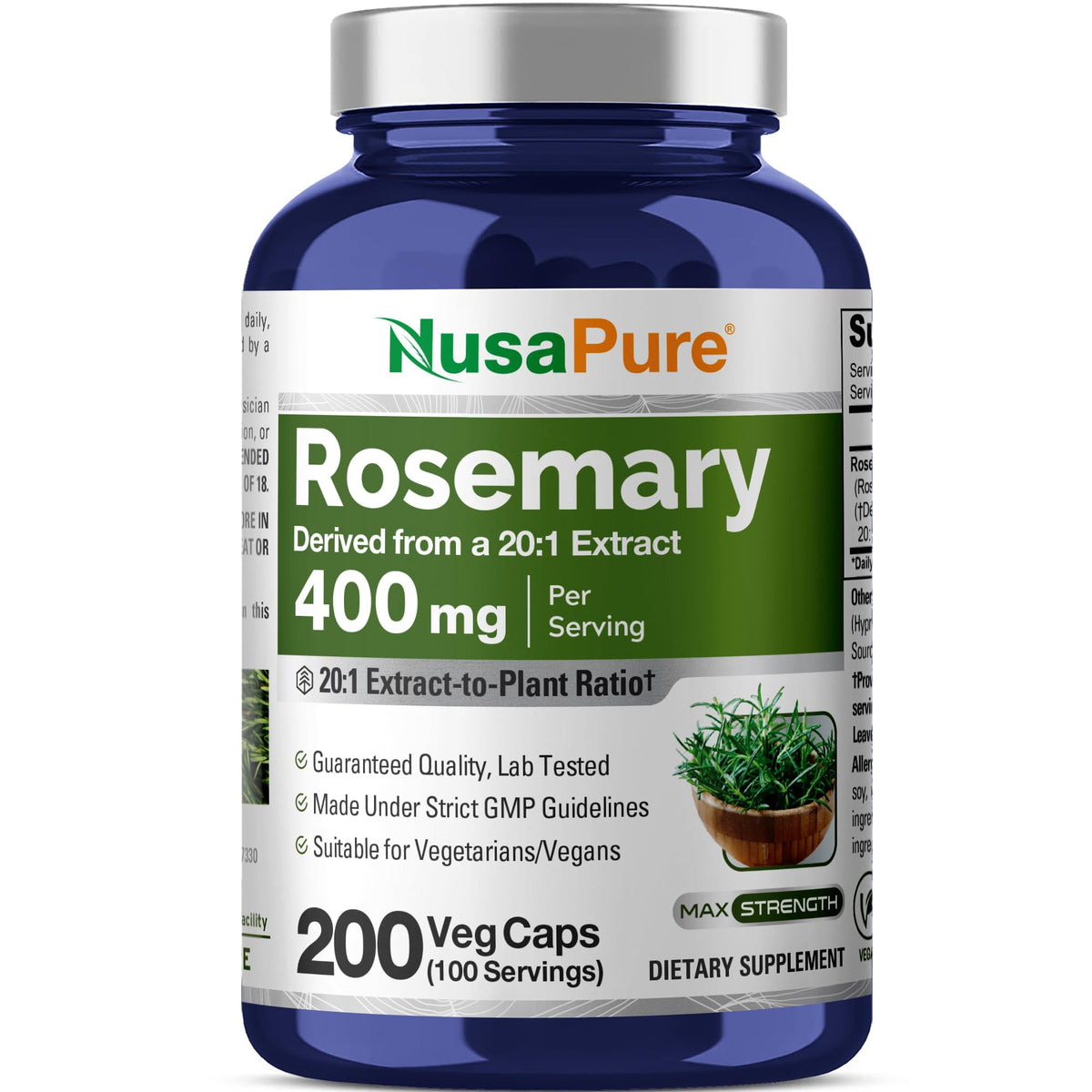 NusaPure envase frontal mostrando la etiqueta clara y beneficios veganos