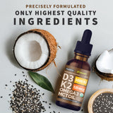 NUSAVA aceite de chía y omega‑3 en detalle mostrando fuente y pureza