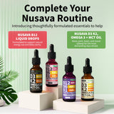 NUSAVA gotas en cuchara resaltando sabor frambuesa agradable