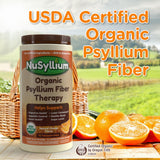 NuSyllium ingredientes orgánicos, etiqueta que destaca certificado USDA