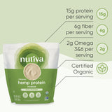 Nutiva en batido servido en vaso para un aporte proteico práctico