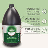 Nutiva textura del aceite MCT en gota, aspecto limpio y transparente