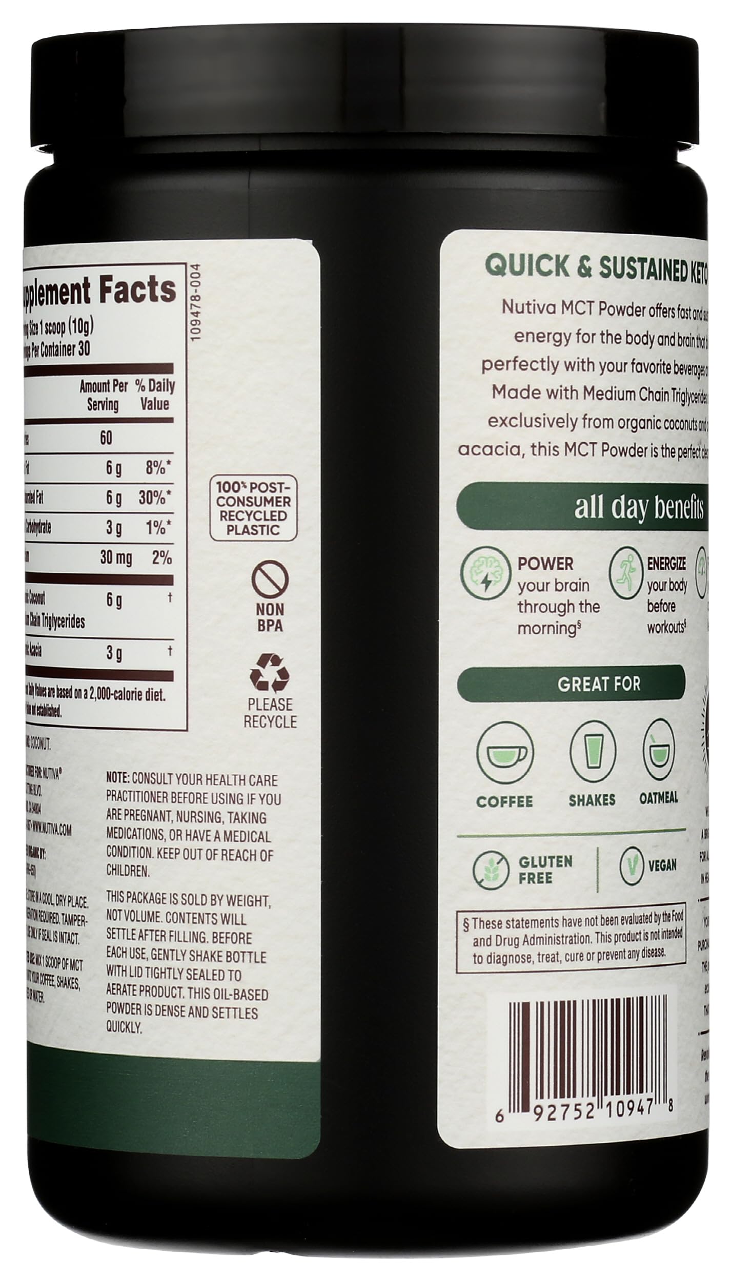 Nutiva detalle de textura cremosa del polvo que facilita mezcla y disolución
