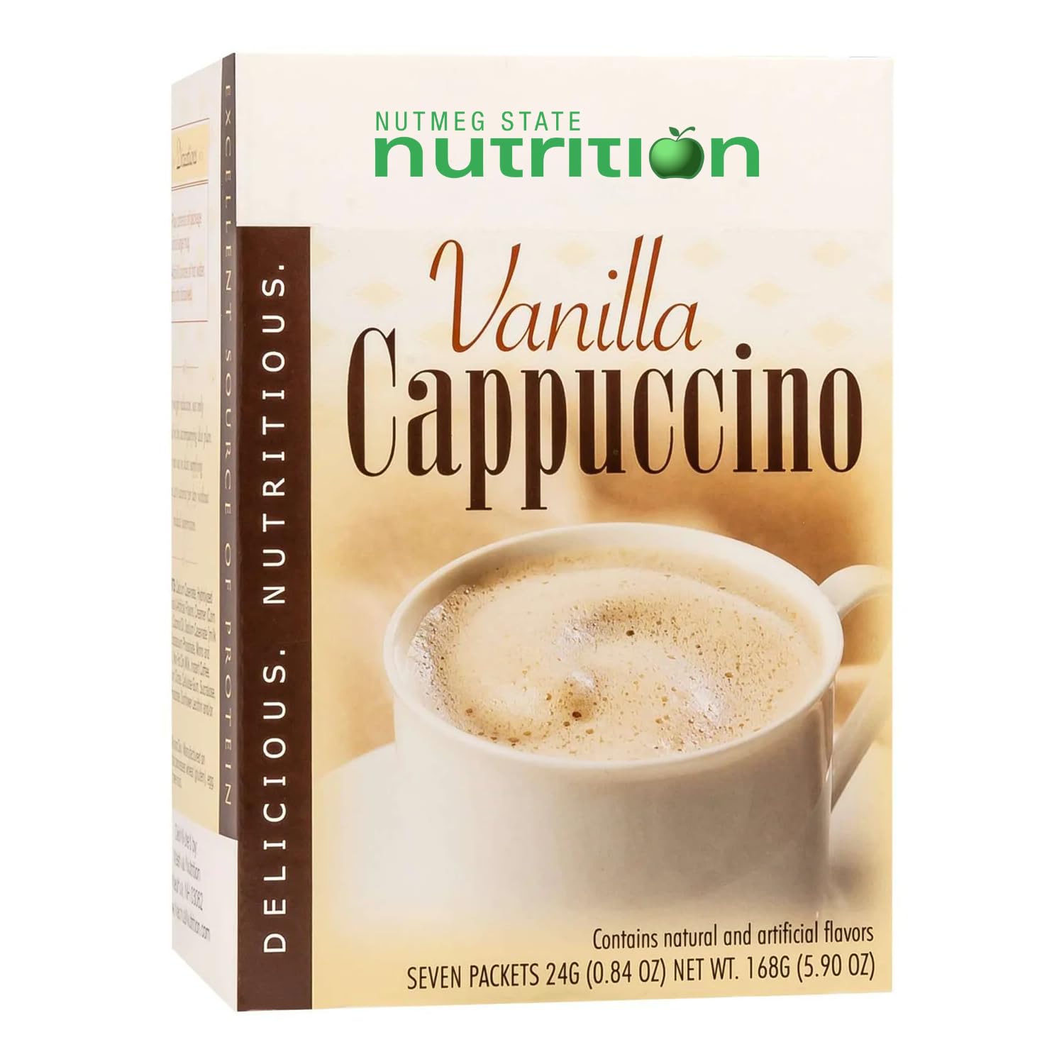 Nutmeg State Nutrition empaque frontal mostrando 7 porciones y beneficio práctico