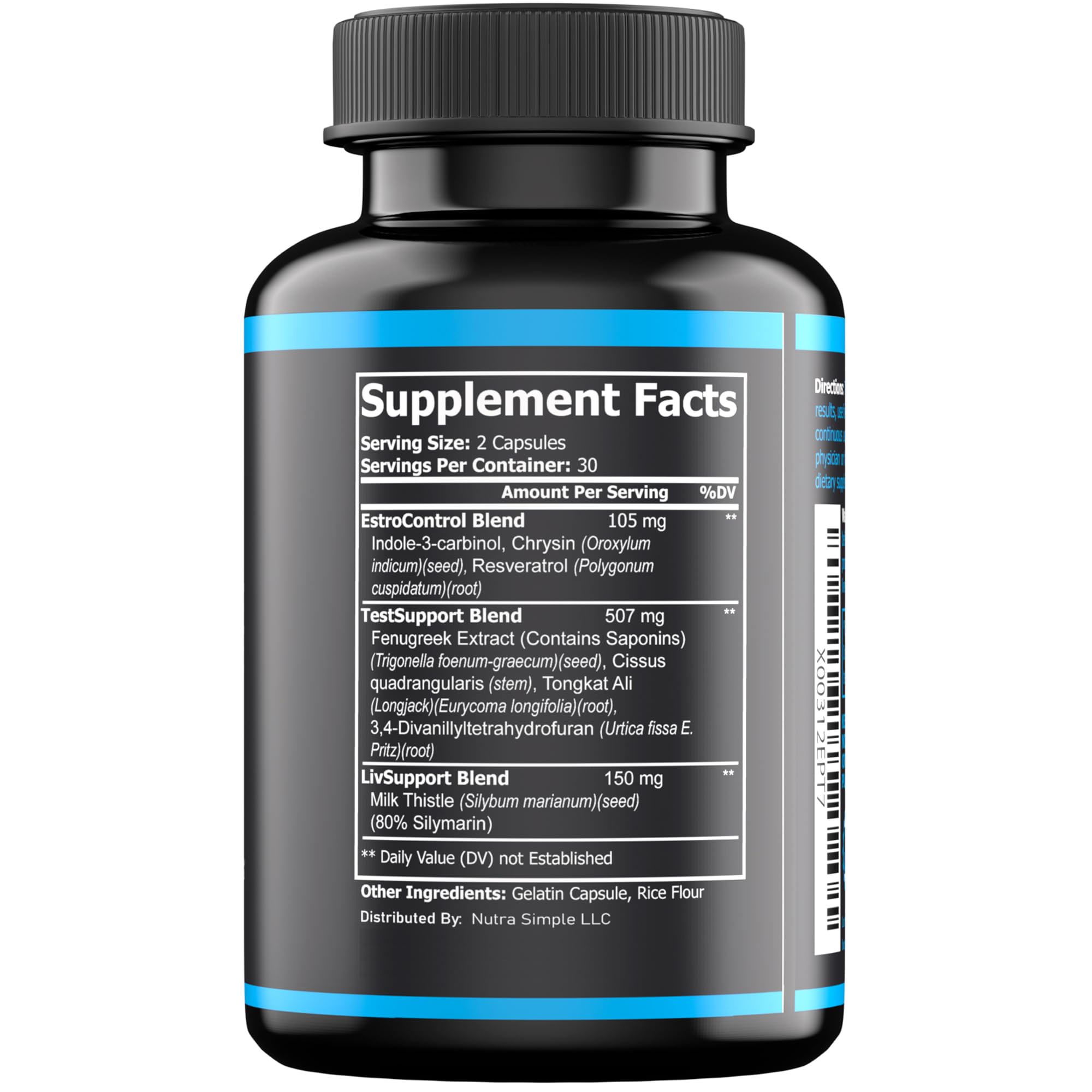 Nutra Simple etiqueta con ingredientes y certificación visible