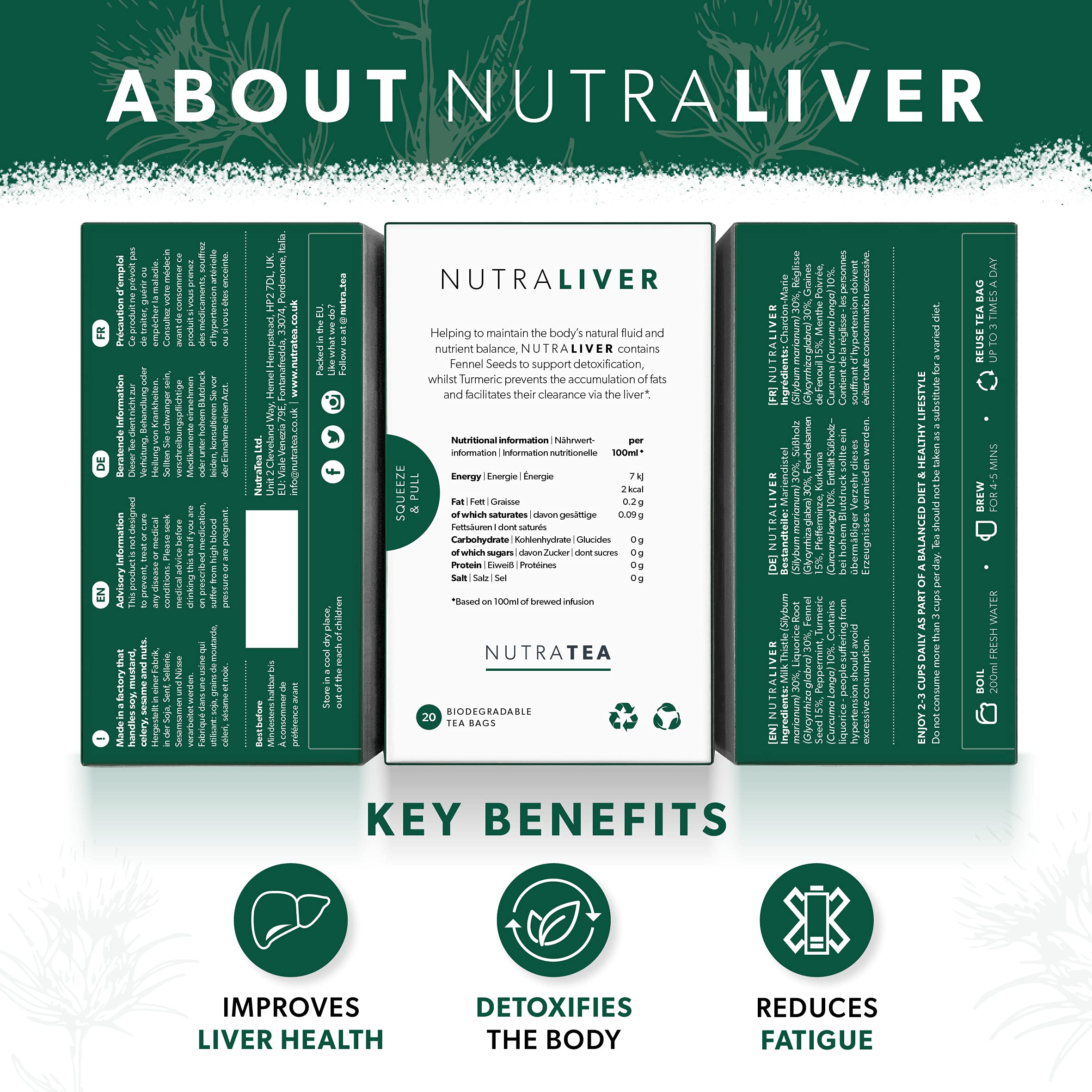 Nutra Tea bolsitas envueltas NUTRALIVER para higiene y conservación prolongada