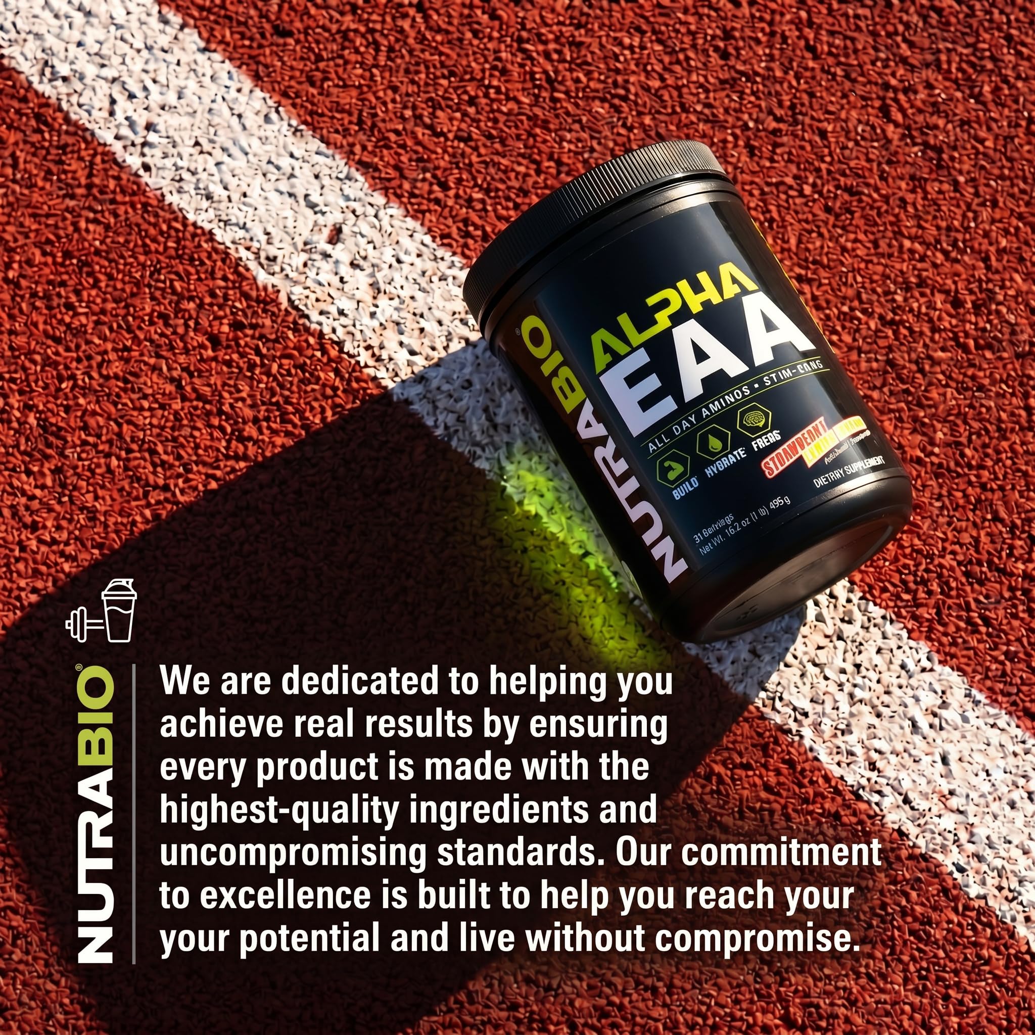 Cucharada de NutraBio Alpha EAA medida precisa por servicio