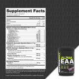 NutraBio Alpha EAA envase abierto mostrando polvo y facilidad de mezcla