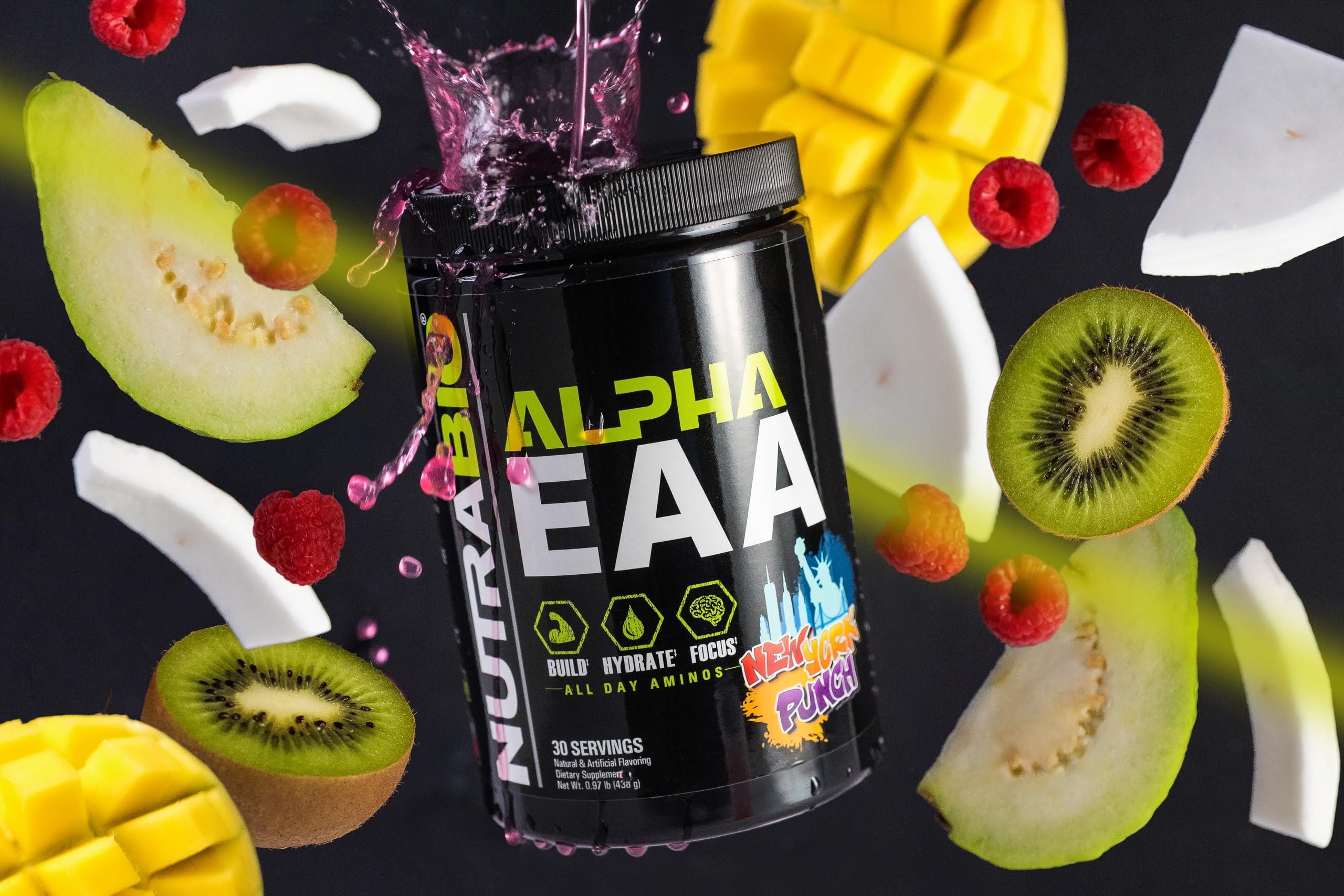 Escena de estilo de vida con NutraBio Alpha EAA en desayuno para apoyo diario activo