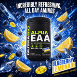 NutraBio Alpha EAA etiqueta de ingredientes completa evidenciando pruebas de terceros
