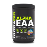 NutraBio Alpha EAA frente del envase mostrando marca y beneficio de recuperación