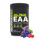 NutraBio Alpha EAA vista frontal con etiqueta clara y beneficio de recuperación