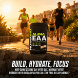 NutraBio Alpha EAA lista de ingredientes con enfoque en EAAs y electrolitos