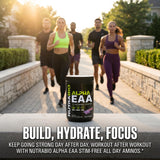 NutraBio Alpha EAA ingredientes clave visibles, soporte cognitivo y electrolitos