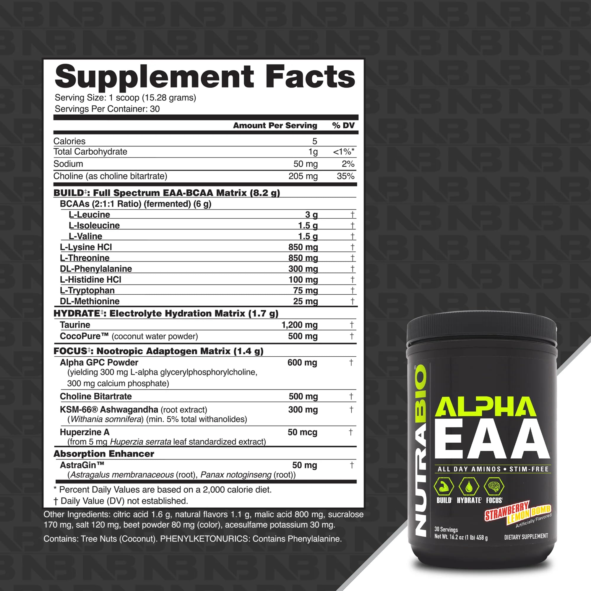 NutraBio Alpha EAA polvo textura cercana calidad vegana visible