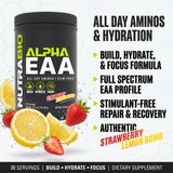 NutraBio Alpha EAA disuelto en vaso hidratación rápida y sabrosa