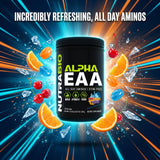 NutraBio Alpha EAA preparado en vaso listo para beber para hidratación durante el día