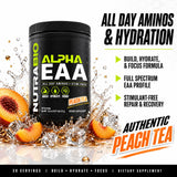 NutraBio Alpha EAA vaso mezclado demostrando apariencia lista para beber