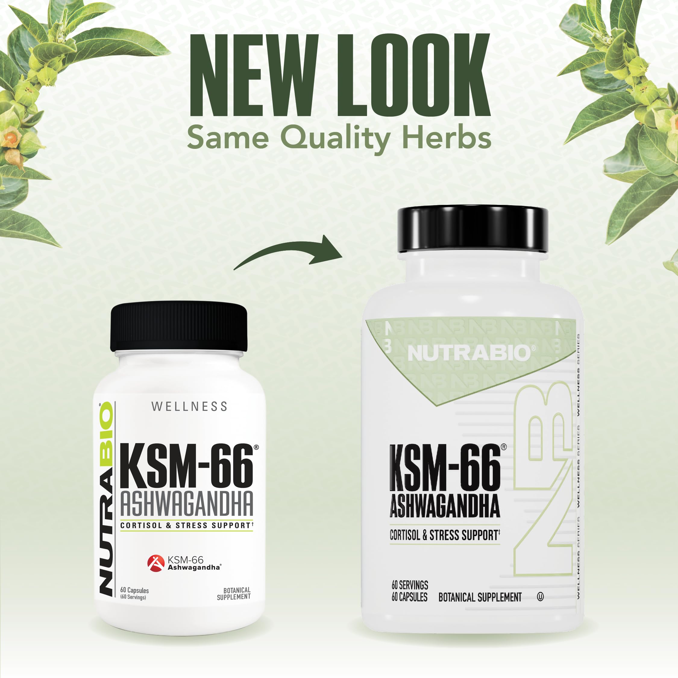 NutraBio frasco abierto con cápsulas ilustrando cantidad por envase