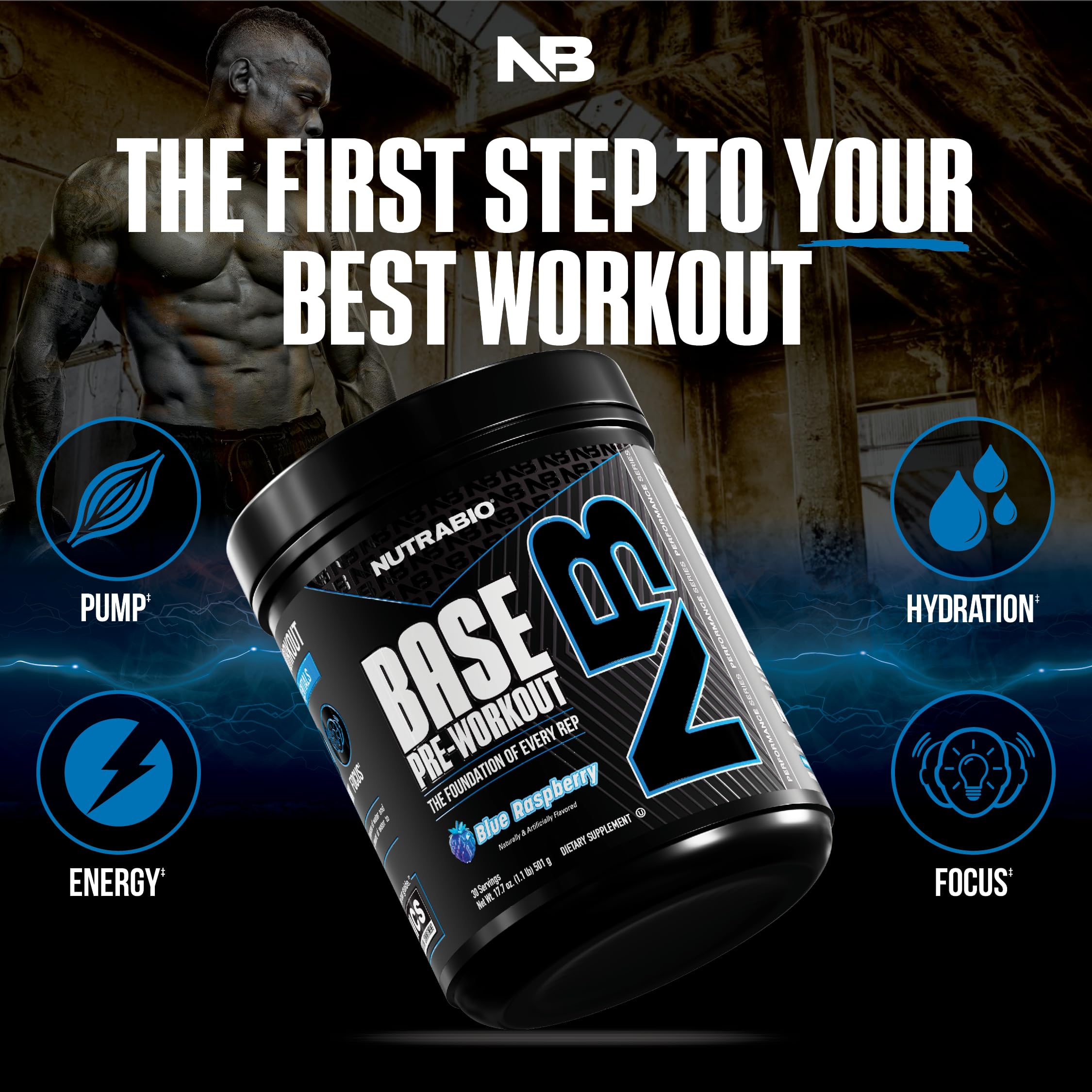 NutraBio Base etiqueta con ingredientes clave para enfoque y resistencia