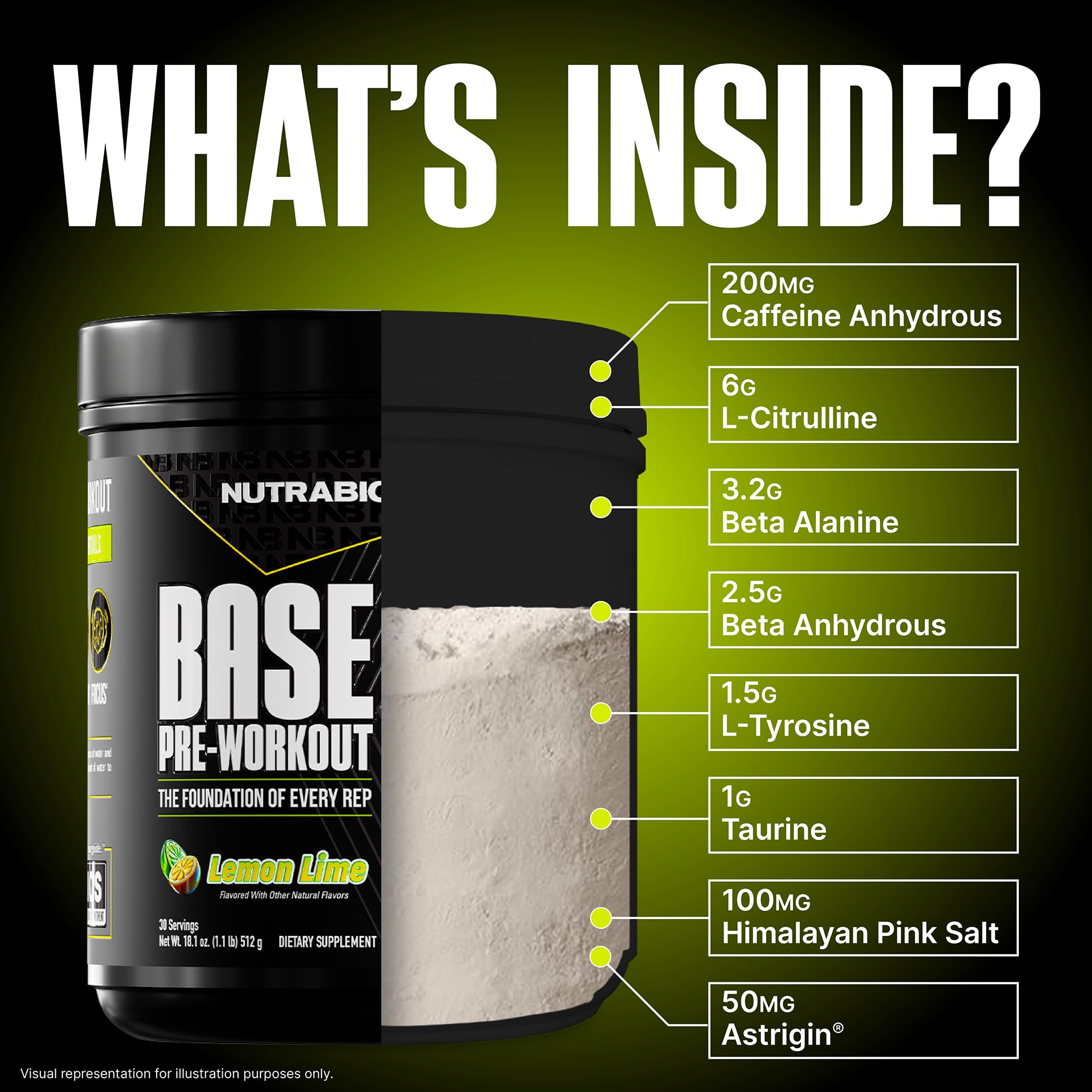 NutraBio base polvo en cuchara, textura fina para mezcla rápida