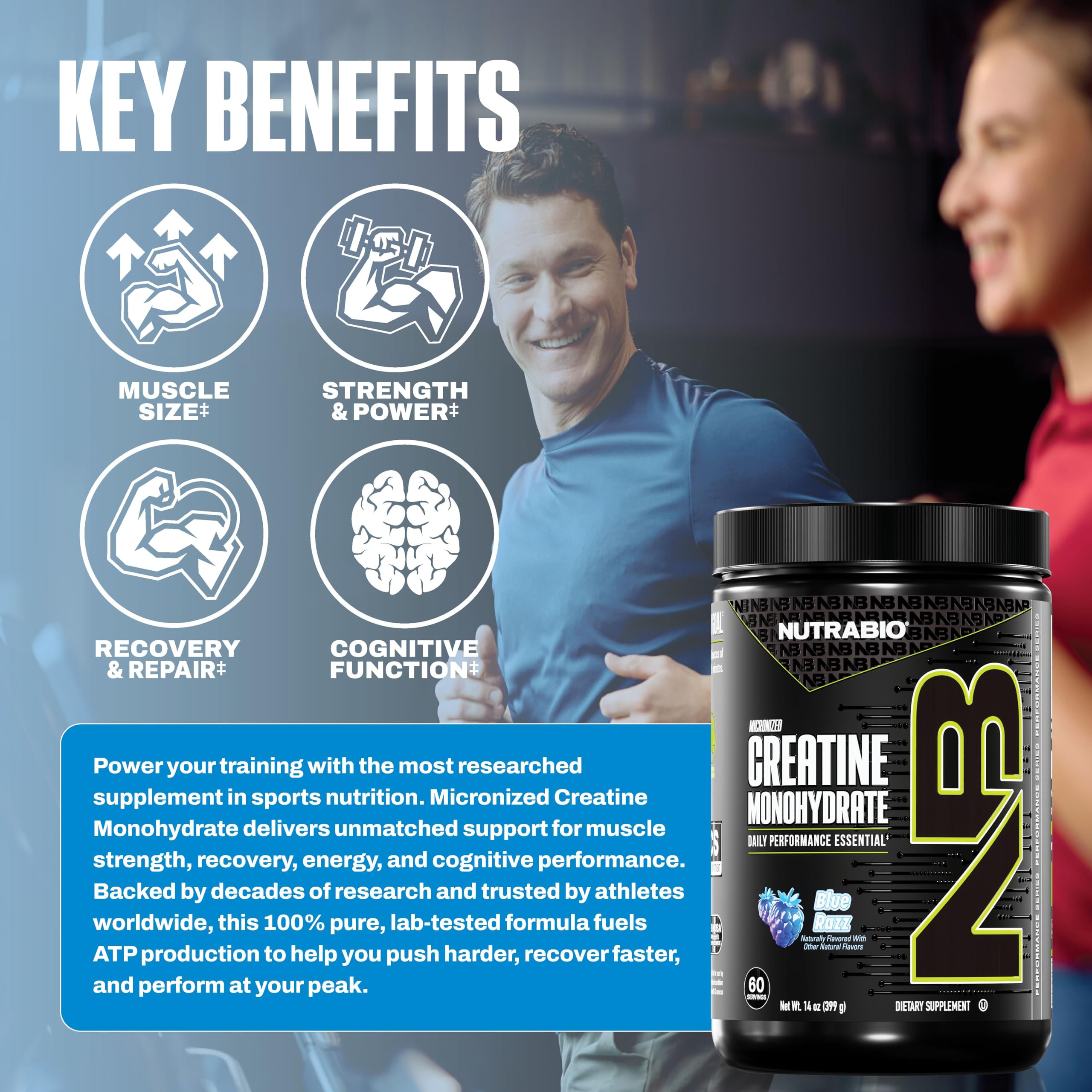NutraBio batido Blue Razz servido en vaso tras entrenamiento, mejora la recuperación