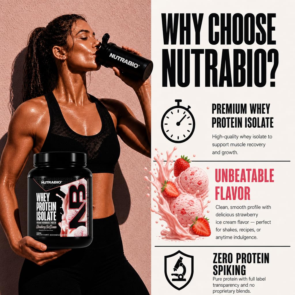 NutraBio batido preparado sabor fresa, bebida sabrosa y baja en carbohidratos