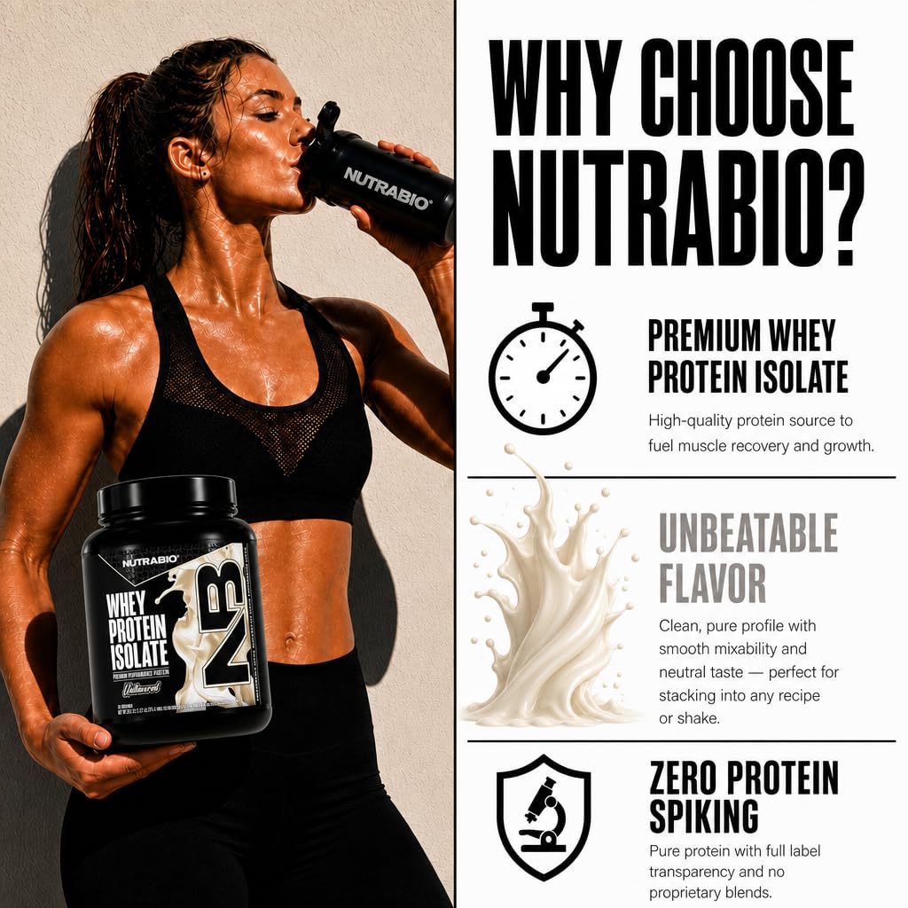 NutraBio batido sin sabor en vaso versátil para recetas personalizadas