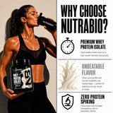 NutraBio batido sin sabor en vaso versátil para recetas personalizadas