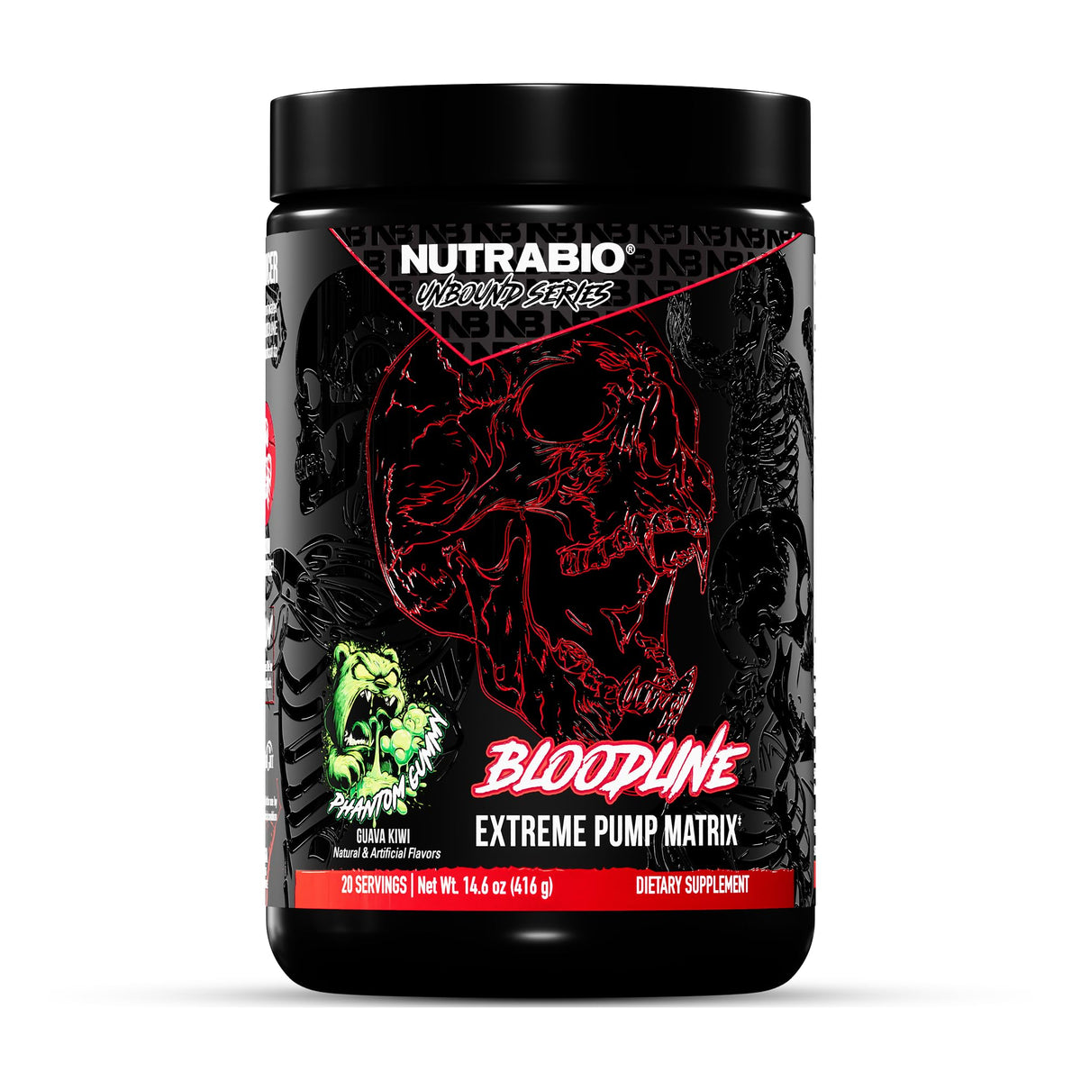 NutraBio envase frontal mostrando la marca y beneficio de pumps intensos
